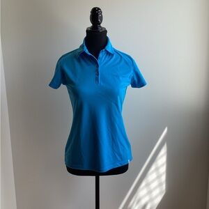 Lady Hagen Blue Fitted Golf Polo Button Down Shirt